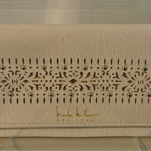 Nicole Miller Beige Laser-Cut Wallet
